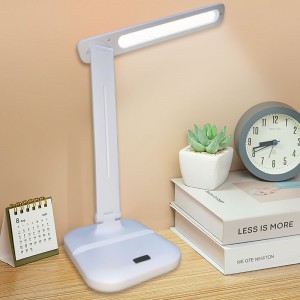 Аккумуляторная светодиодная настольная лампа 8001 с подставкой для телефона 5W, Белая