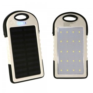 УМБ Портативний акумулятор Power bank ViaKing DDES500 на сонячній батареї та LED-ліхтарем, 5000 mhA, Білий (H-11) 