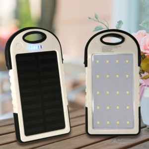 УМБ Портативний акумулятор Power bank ViaKing DDES500 на сонячній батареї та LED-ліхтарем, 5000 mhA, Білий (H-11) 