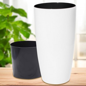 Круглий високий вазон Алеана Альфа Україна16х30 см, Біла троянда (DRK) Круглий високий вазон Алеана Альфа Україна16х30 см, Біла троянда (DRK)