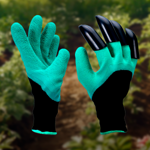 Садовые перчатки с пластиковыми когтями Garden Genie Gloves Зеленый