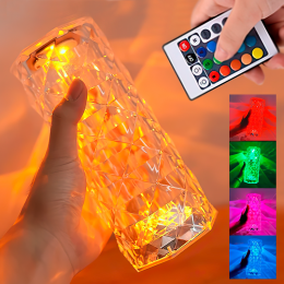 Настільна лампа нічник у вигляді кристала 16 кольорів RGB Crystal Rose Ambience 20,5 см (626)