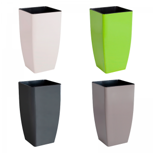 Вазон з подвійним дном "Квадро" (колір: біла троянда, граніт, какао, оливковий) 22*22*41,5 см 115037 (DRK)