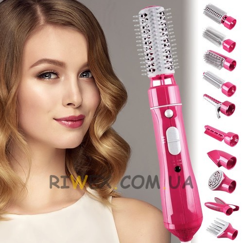 Стайлер Hair Styler 87010 10в1 багатофункціональний фен, Рожевий (212)