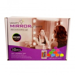 Підсвітка для дзеркала Vanity Mirror Lights RGB N-378 з регулюванням яскравості та пультом, 10 лампочок