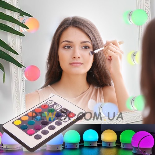 Підсвітка для дзеркала Vanity Mirror Lights RGB N-378 з регулюванням яскравості та пультом, 10 лампочок