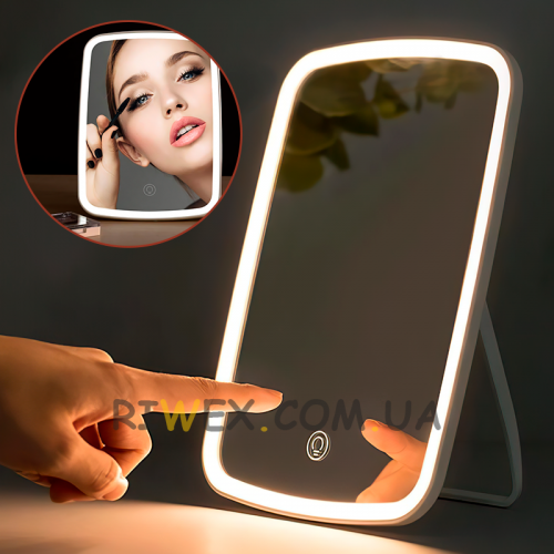 Дзеркало для макіяжу зі світлодіодним підсвічуванням акумуляторне Jordan Judy LED Makeup Mirror Біле (626)