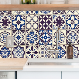 Резиновая пленка для кухонных поверхностей восточный орнамент, синий цвет 60х200 см (626)