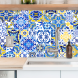 Резиновая пленка для кухонных поверхностей восточный орнамент, желто-синий цвет 60х300 см (626)