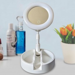 Настільне дзеркало Cosmetic Mirror G3 (WO-12) з LED підсвічуванням та органайзером, Біле