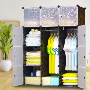 Пластикова складана шафа Storage Cube Cabinet 12 секцій Чорний