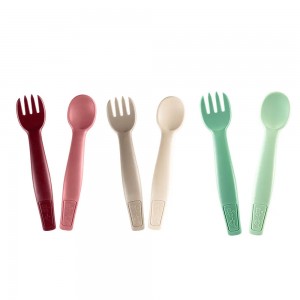 Ложка та виделка для годування NIP 37102 МІКС Зелена серія, 2 шт. (TK)