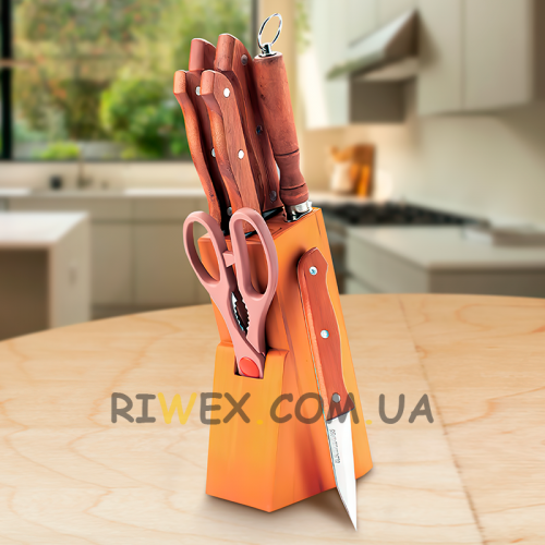 Набір кухонних ножів (8 предметів, дерев'яні ручки) MR-1403 Maestro Basic (235)
