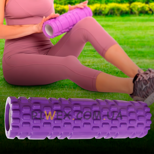 Массажный ролик для йоги, фиолетовый MS 1836-V размер 30х10 см EVA (В)