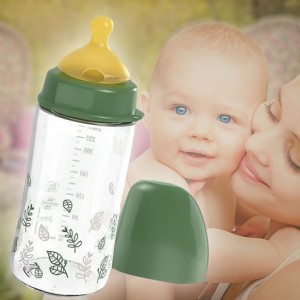 Скляна пляшка NIP 35118 з широкою горловиною Вишенька - Зелена Серія (латекс) "Х", 240 мл. (TK)