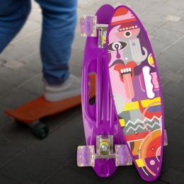 Дитячий скейт Penny Board з ручкою для перенесення, фіолетовий (626)