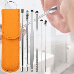 Многоразовые инструменты TOOL SET для чистки ушей, 6 шт в чехле (205)