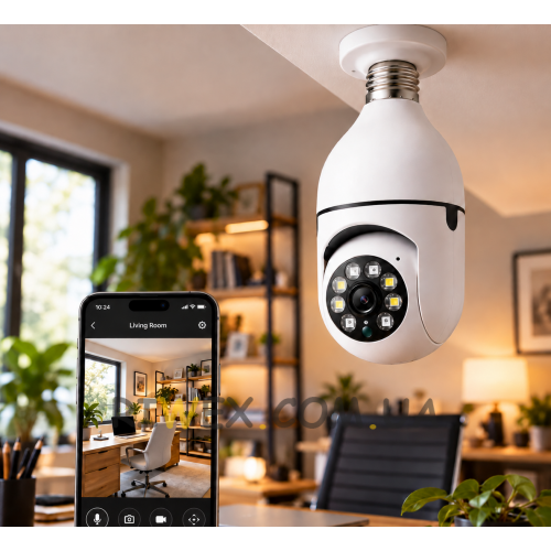 Панорамна Wi-Fi IP-камера відеоспостереження ICEE E-smarter E27 Full-HD в патрон, 4Мр (Х26)