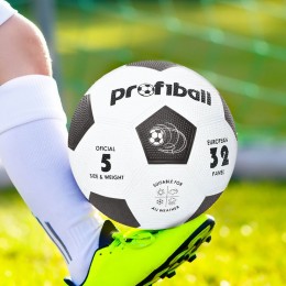 Футбольный мяч PROF1 VA-0013 Grain зернистый, размер 5, Черный (IGR24)