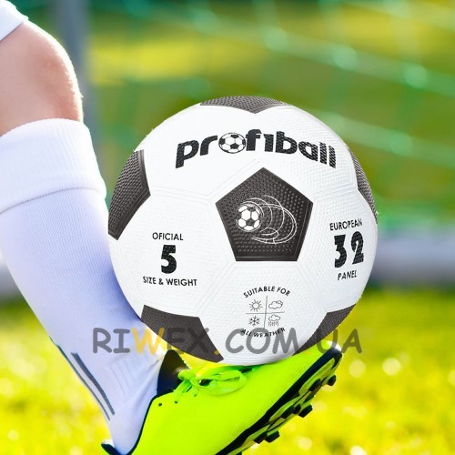 Футбольний м'яч PROF1 VA-0013 Grain зернистий, розмір 5, Чорний (IGR24)