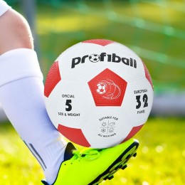 Футбольный мяч PROF1 VA-0013 Grain зернистый, размер 5, Красный (IGR24)