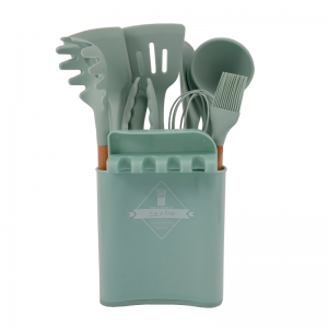 Набір силіконового кухонного приладдя (13 шт.) з відерцем Zepline ZP-053, бірюзовий (4389/1)