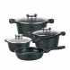 Набор посуды с гранитным покрытием (кастрюли, ковш, сковорода) Higher Kitchen НК 315, зеленый (4389/1)