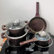 Набор посуды с гранитным покрытием (кастрюли, ковш, сковорода) Higher Kitchen НК 315, коричневый (4389/1)