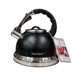 Чайник на 3,5 л со свистком и гранитным покрытием HR704-5 черный (4389/1)