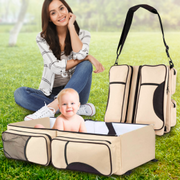 Дорожня похідна сумка з дитячим ліжечком Baby Bed and Travel Bag 3 в 1 Бежева