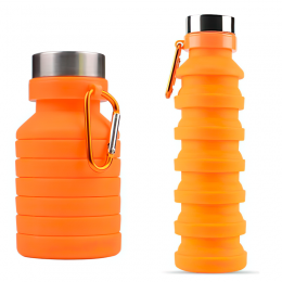 Спортивна складна пляшка для подорожей 550 мл, помаранчева