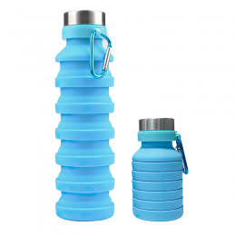 Спортивна складна пляшка для подорожей 550 мл, блакитна