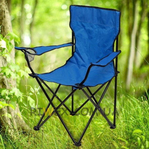 Туристический складной стул со спинкой Паук до 150 кг в чехле, темно-синий