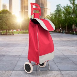Хозяйственная сумка-тележка кравчучка на колесиках, красная 95 см (НА-600)