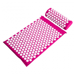 Акупунктурний масажний килимок + подушка для всього тіла, рожевий