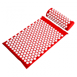 Акупунктурний масажний килимок + подушка для всього тіла, червоний