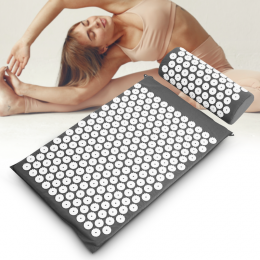 Акупунктурний масажний килимок + подушка для всього тіла, сірий