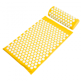 Акупунктурний масажний килимок + подушка для всього тіла, жовтий