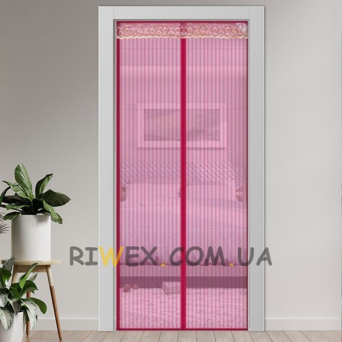 Дверна антимоскітна сітка-штора Magic Mesh на магнітах від комарів 210х100, Рожева