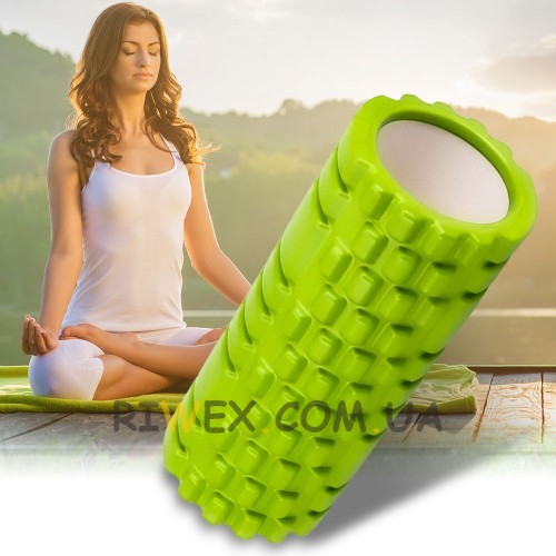  Массажный спортивный валик для йоги и массажа спины Grid Roller 33х14 см, Зеленый