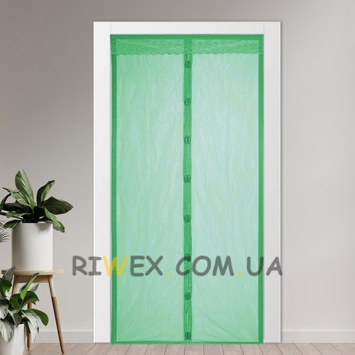 Дверна антимоскітна сітка-штора Magic Mesh на магнітах від комарів 210х100, Зелений