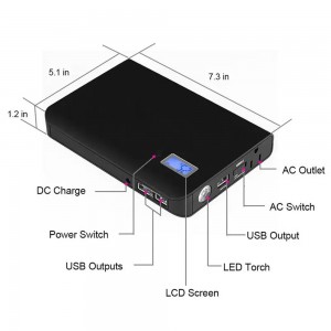 Портативна зарядна станція для ноутбука з LED Індикатором + Ліхтар + 3 USB Порта, 24000 мАч (205)