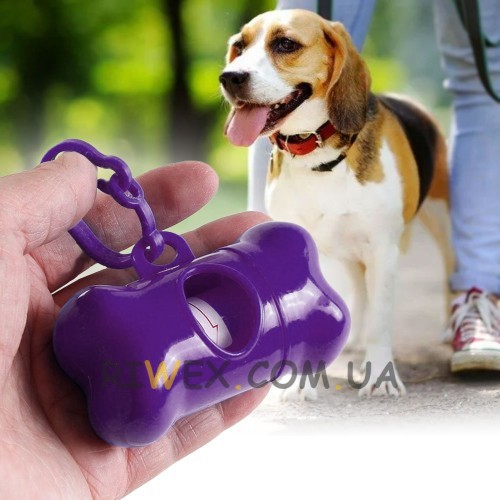 Диспенсер с пакетами PetDog DG-19 для уборки за животными, Фиолетовый
