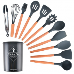Універсальний набір кухонного приладдя з 12 предметів Kitchen Set чорний (HA-50)