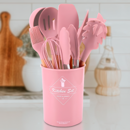 Универсальный набор кухонных принадлежностей из 12 предметов Kitchen Set розовый (HA-50)