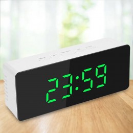 Годинник настільний Mirror Led Clock EL-615-1 на батарейках в мінімалістичному стилі, Зелений