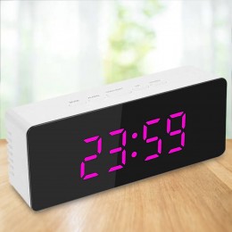 Годинник настільний Mirror Led Clock EL-615-1 на батарейках в мінімалістичному стилі, Рожевий