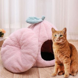 Котячий м'який будиночок лежанка у вигляді гарбуза ліжечко 50х50 см Рожевий (626)