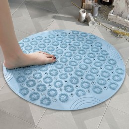 Круглий нековзний килимок Massage foot rad для душу 37 см, Блакитний (205)