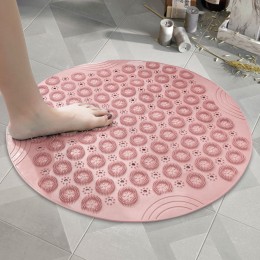 Круглий нековзний килимок Massage foot rad для душу 37 см, Рожевий (205)